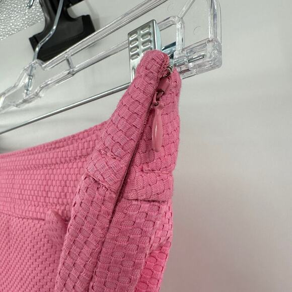 Talbots Pink Cotton Woven Button Front Side Zip Casual A-Line Skirt Size 6P FLAW - Picture 4 of 12